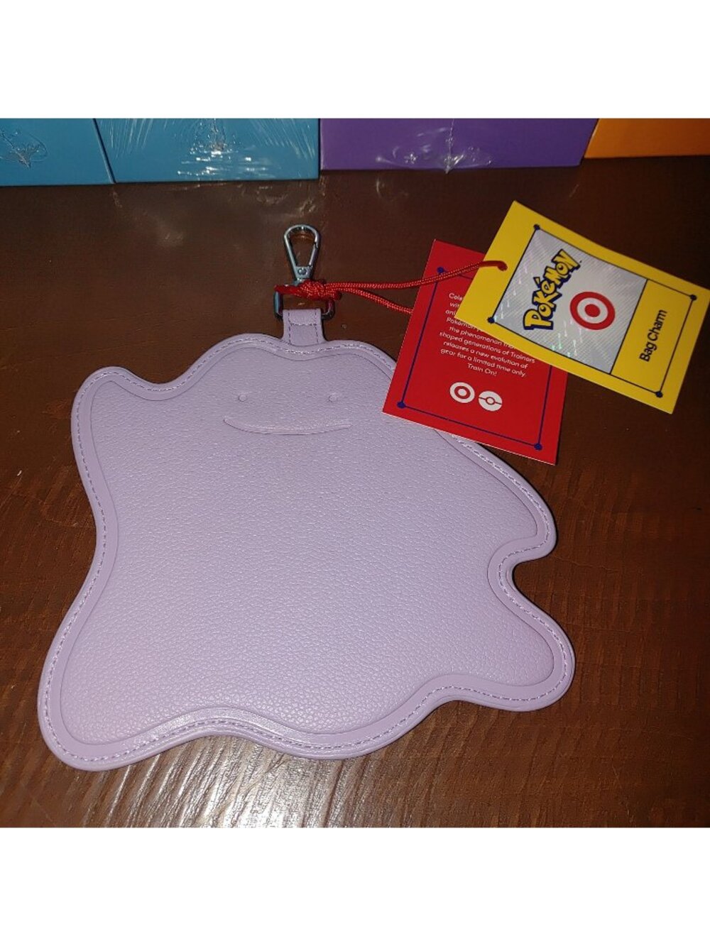 Pokemon X Ditto Bag Charm Keychain Officially Licensed Faux Leather Lavender